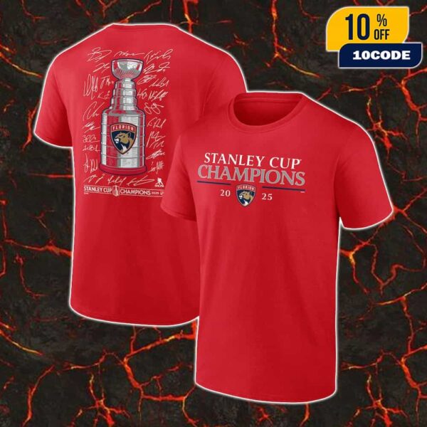 Florida Panthers 2025 Stanley Cup Champions Signature Roster Unisex T-Shirt