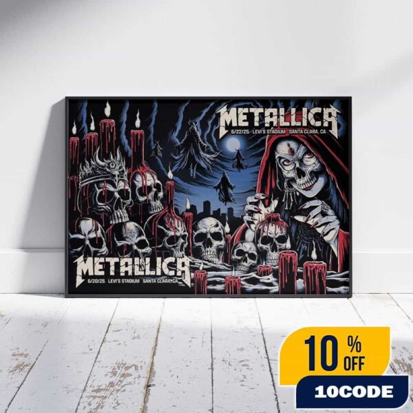 Full Shows Poster Artwork By Brandon Heart Metallica M72 Santa Clara 20-22 June 2025 North American Tour At Levi’s Stadium No Repeat Weekend Landscape Poster Canvas