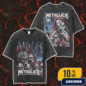 Full Shows Poster Artwork By Brandon Heart Metallica M72 Santa Clara 20-22 June 2025 North American Tour At Levi’s Stadium No Repeat Weekend Merch Unisex Two Sided Washed T-Shirt