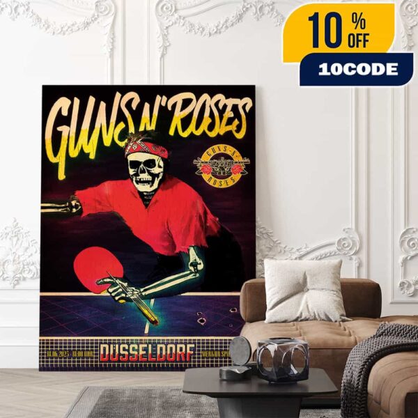 Guns N’ Roses Poster Event Tour Artwork June 18 2025 At Dusseldorf Germany Merkur Spiel-Arena Poster Canvas Home Decor
