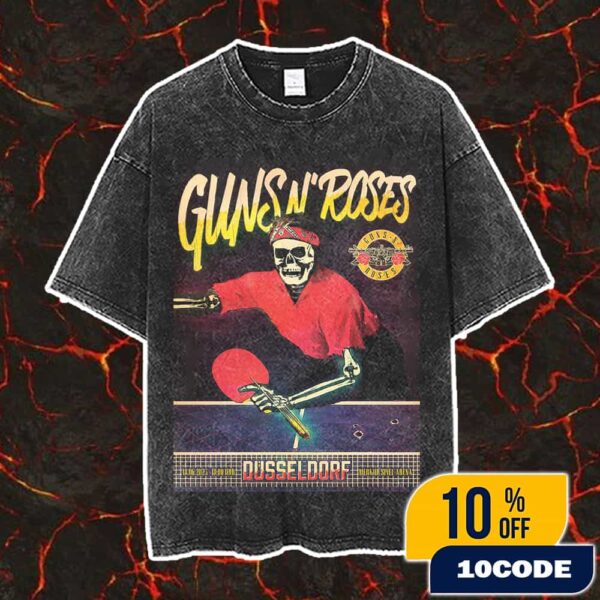 Guns N’ Roses Poster Event Tour Artwork June 18 2025 At Dusseldorf Germany Merkur Spiel-Arena Washed T-Shirt