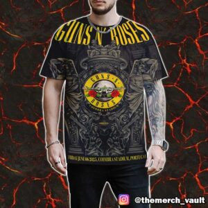 Guns N’ Roses Poster Event Tour Show Design Artwork June 6 2025 Coimbra Stadium Portugal All Over Print Graphic T-Shirt, Hoodie