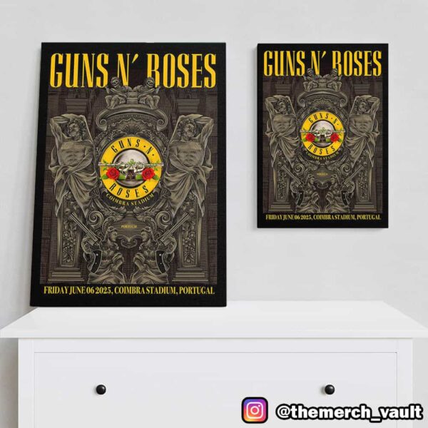 Guns N’ Roses Poster Event Tour Show Design Artwork June 6 2025 Coimbra Stadium Portugal Poster Canvas