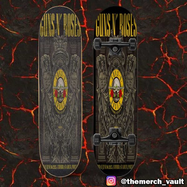 Guns N’ Roses Poster Event Tour Show Design Artwork June 6 2025 Coimbra Stadium Portugal Skateboard Event Deck