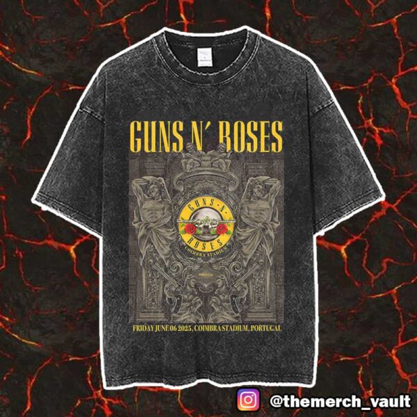 Guns N’ Roses Poster Event Tour Show Design Artwork June 6 2025 Coimbra Stadium Portugal Vintage Washed Unisex T-Shirt