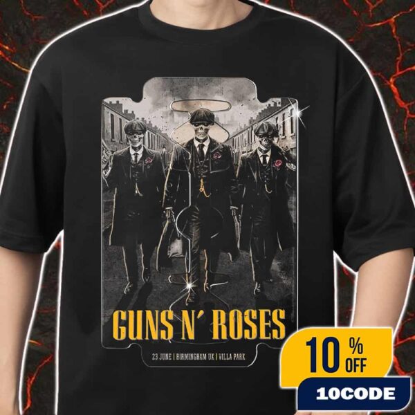 Guns N’ Roses Poster Tour Peaky Blinders Artwork June 23 2025 At Birmingham UK Villa Park Merch Unisex T-Shirt