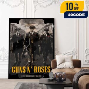 Guns N’ Roses Poster Tour Peaky Blinders Artwork June 23 2025 At Birmingham UK Villa Park Poster Canvas Home Decor