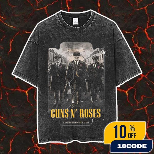 Guns N’ Roses Poster Tour Peaky Blinders Artwork June 23 2025 At Birmingham UK Villa Park Vintage Washed Unisex T-Shirt