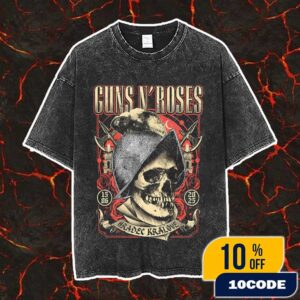 Guns N’ Roses Tour Poster June 15 2025 At Park 360 Hradec Kralove Anniversary 30th Birthday Rock For People Festival Vintage Washed Unisex T-Shirt