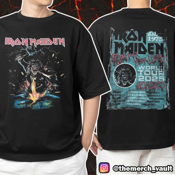 Iron Maiden Est 1975 Run For Your Lives World Tour 2025 For Concerts In Nordic Countries 5-6-9-12-13-16 June 2025 At Norway-Denmark-Sweden-Finland Unisex T-Shirt