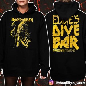 Iron Maiden Run For Your Lives World Tour 2025-26 Eddie’s Dive Bar Charged With Trooper Unisex Hoodie, T-Shirt