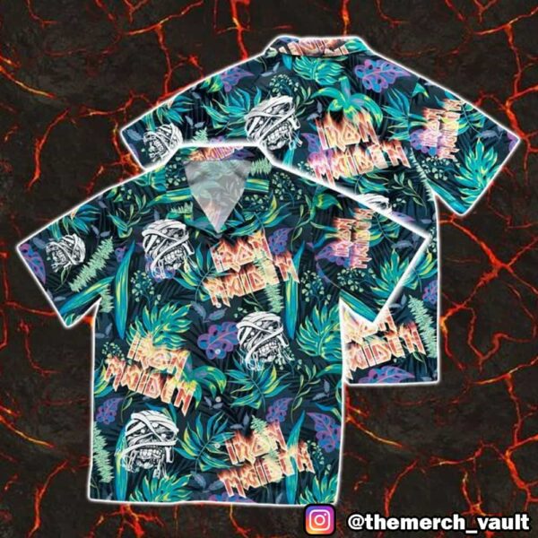 Iron Maiden Tropical Floral Pattern Summer Collection Heavy Metal Fans Hawaiian Shirt And Beach Shorts