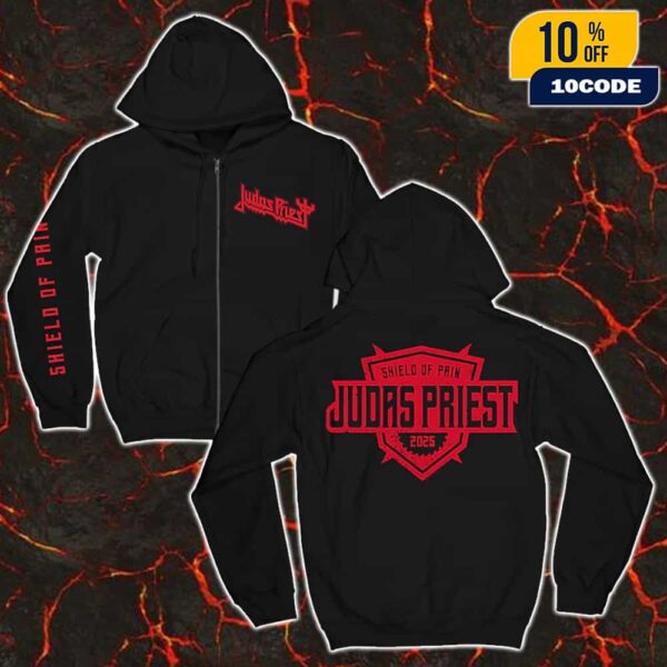 Judas Priest The Shield Of Pain Logo Unisex Zipped Hoodie