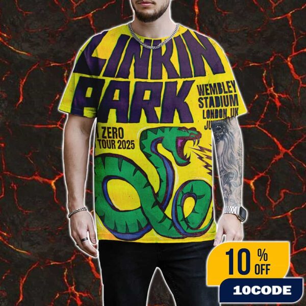 Linkin Park From Zero World Tour 2025 June 28th At Wembley Stadium London UK Poster Event Art By Paul Insect All Over Print Graphic T-Shirt, Hoodie