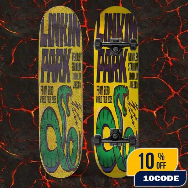 Linkin Park From Zero World Tour 2025 June 28th At Wembley Stadium London UK Poster Event Art By Paul Insect Skateboard Event Deck