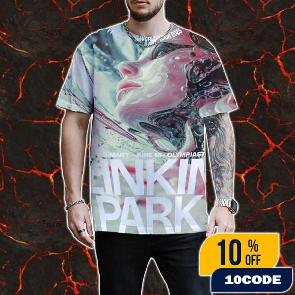 Linkin Park From Zero World Tour At Berlin Germany June 18 2025 At Olympiastadion Poster Art By PJ Richardson All Over Print Graphic T-Shirt, Hoodie