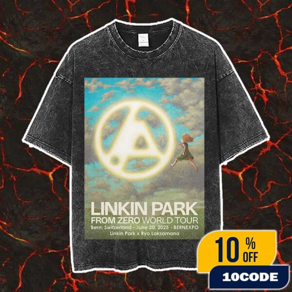 Linkin Park From Zero World Tour June 20 2025 At Bern Switzerland BERNEXPO Poster Art By Ryo Laksamana Vintage Washed Unisex T-Shirt