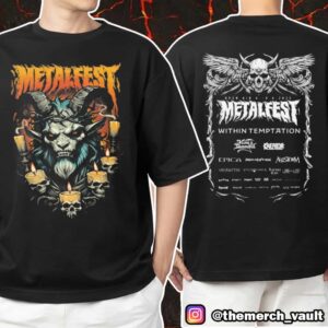 Metalfest Open Air Festival June 6-8 2025 At Lochotin Amphitheatre Pilsen Krampus Face Artwork With Line Up Print On Back Unisex T-Shirt Merchandise