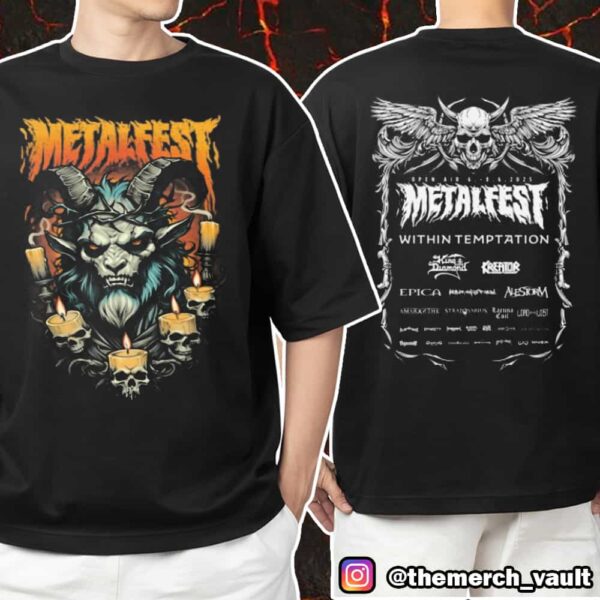 Metalfest Open Air Festival June 6-8 2025 At Lochotin Amphitheatre Pilsen Krampus Face Artwork With Line Up Print On Back Unisex T-Shirt Merchandise