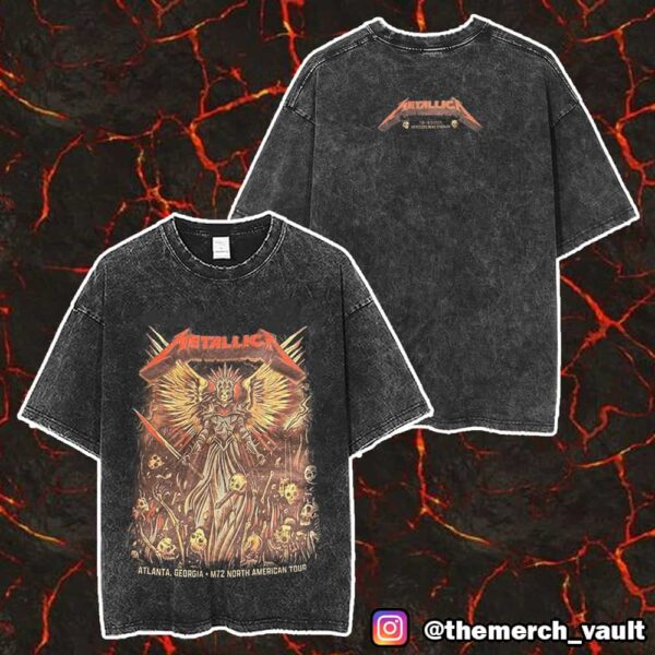 Metallica M72 ATL June 3 2025 North American Tour At Mercedes Benz Stadium Atlanta GA Poster Show Design Artwork By Dave Quiggle Two Sides Merch Unisex Washed T-Shirt