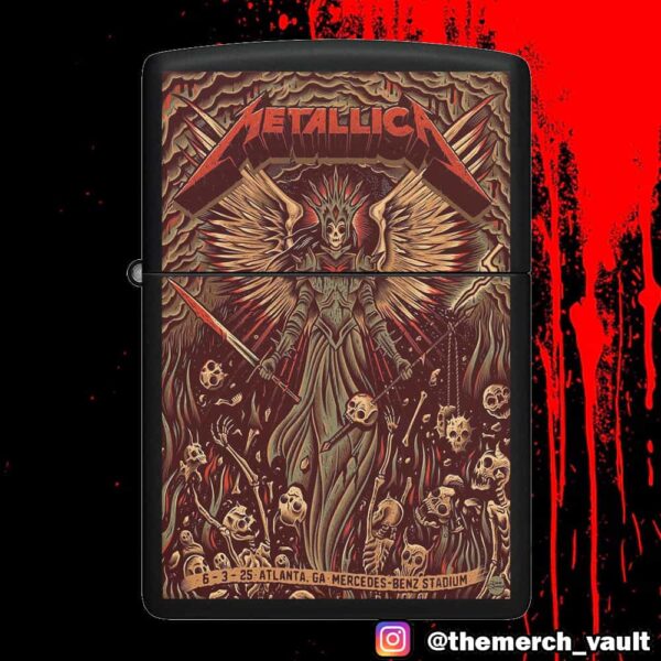 Metallica M72 ATL June 3 2025 World Tour At Mercedes Benz Stadium Atlanta GA Poster Show Design Artwork By Dave Quiggle Lighter Box