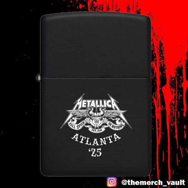 Metallica M72 ATL World Tour 2025 Full Speed Or Nothing Est 1981 Logo Atlanta ’25 Lighter Box