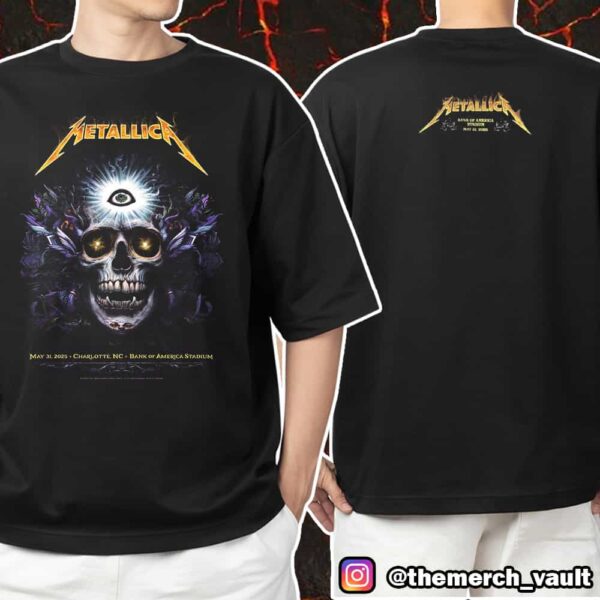 Metallica M72 Charlotte May 31 2025 North American Tour At Bank Of America Stadium Poster Event Artwork Design By NC Winters Two Sides Unisex T-Shirt Merchandise