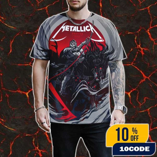 Metallica M72 Denver June 27-29 2025 North American Tour Poster Pop-Up Event At Empower Field At Mile High Design Artwork By Becky Cloonan All Over Print Graphic T-Shirt, Hoodie