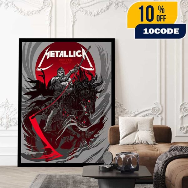 Metallica M72 Denver June 27-29 2025 North American Tour Poster Pop-Up Event At Empower Field At Mile High Design Artwork By Becky Cloonan Poster Canvas Home Decor