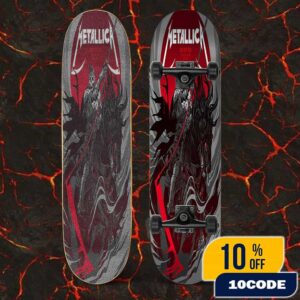 Metallica M72 Denver June 27-29 2025 North American Tour Poster Pop-Up Event At Empower Field At Mile High Design Artwork By Becky Cloonan Skateboard Event Deck