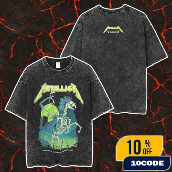 Metallica M72 Houston 2025 Venue Tee In Texas At NRG Stadium June 14 2025 Skeleton Reaper Artwork Two Sides Vintage Unisex T-Shirt
