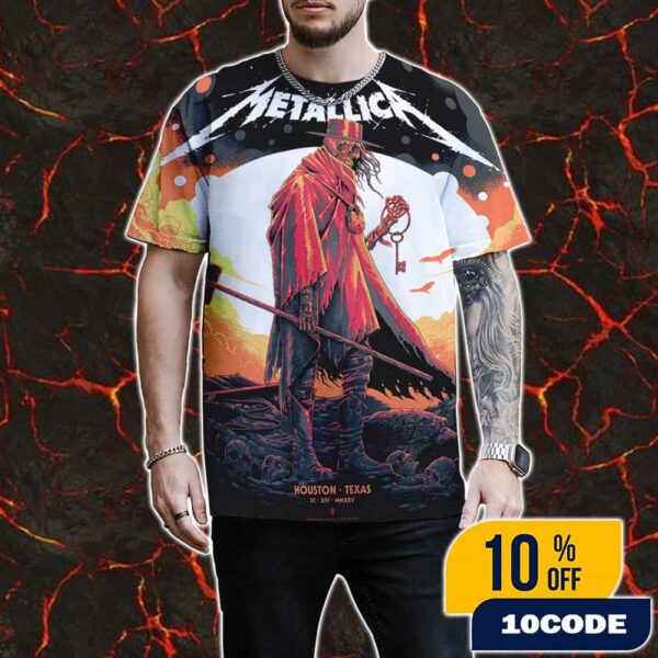 Metallica M72 Houston Exclusive Pop-Up Shop Poster Artwork By Luke Preece For Texas June 14 2025 At NRG Stadium North American Tour All Over Print Graphic T-Shirt, Hoodie