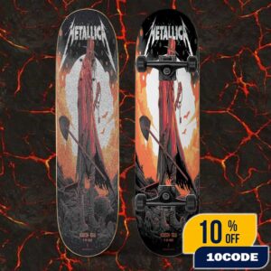 Metallica M72 Houston Exclusive Pop-Up Shop Poster Artwork By Luke Preece For Texas June 14 2025 At NRG Stadium North American Tour Skateboard Event Deck