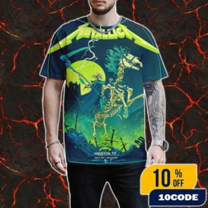 Metallica M72 Houston North American Tour June 14 2025 At NRG Stadium TX Skeleton Reaper Poster Artwork By Vance Kelly All Over Print Graphic T-Shirt, Hoodie
