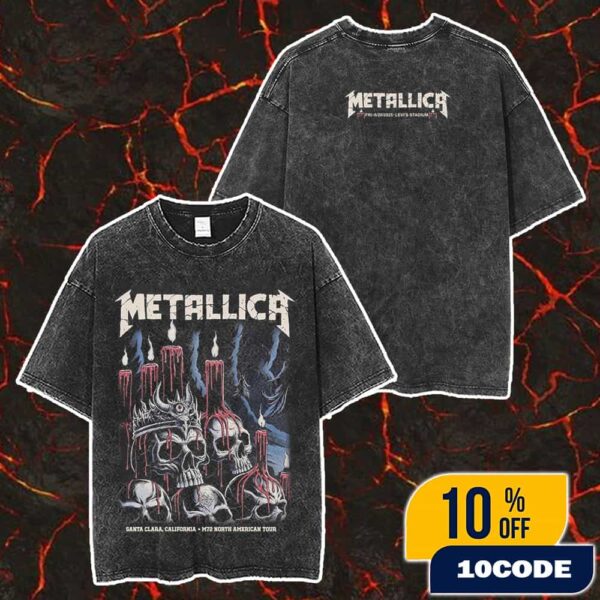Metallica M72 Santa Clara First Night North American Tour June 20 2025 At Levi’s Stadium California Poster Artwork By Brandon Heart Show Print Tee Two Sides Unisex Washed T-Shirt