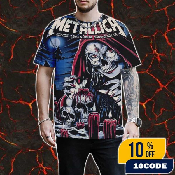 Metallica M72 Santa Clara Night 2 Poster Event Artwork By Brandon Heart June 22 2025 North American Tour At Levi’s Stadium No Repeat Weekend All Over Print Graphic T-Shirt, Hoodie