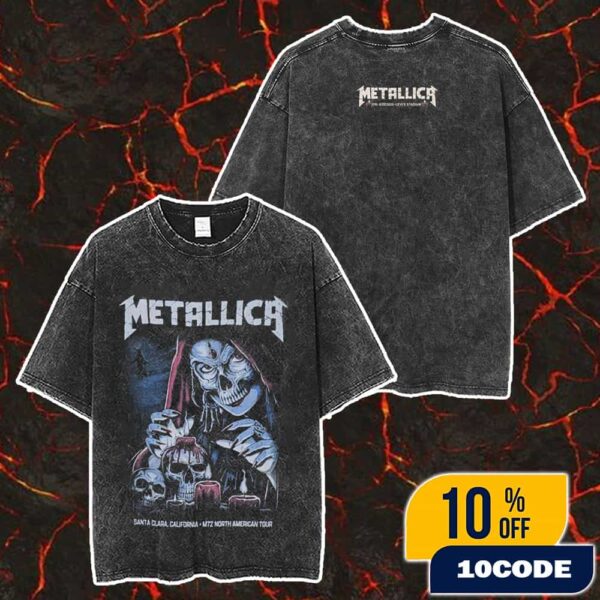 Metallica M72 Santa Clara Night 2 Poster Event Artwork By Brandon Heart June 22 2025 North American Tour At Levi’s Stadium No Repeat Weekend Two Sides Washed Unisex T-Shirt