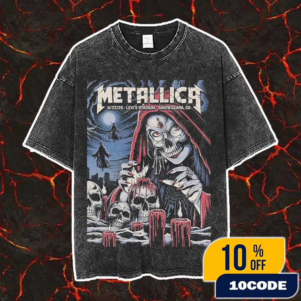 Metallica M72 Santa Clara Night 2 Poster Event Artwork By Brandon Heart June 22 2025 North American Tour At Levi’s Stadium No Repeat Weekend Vintage Washed Unisex T-Shirt