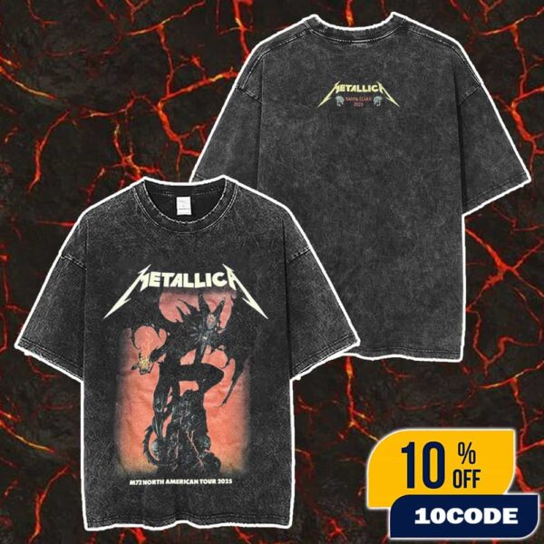 Metallica M72 Santa Clara Pop-Up Shop North American Tour June 20-22 2025 At Levi’s Stadium California Poster Artwork By Vance Kelly Two Sides Washed T-Shirt