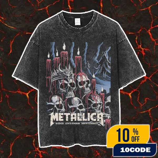Metallica M72 Santa Clara First Night North American Tour June 20 2025 At Levi’s Stadium California Poster Artwork By Brandon Heart Vintage Washed Unisex T-Shirt