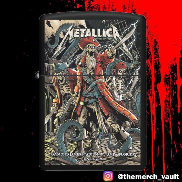 Metallica M72 Tampa Poster Show Design Artwork By Andrew Cremeans June 6 2025 North American Tour At Raymond James Stadium Tampa Florida Lighter Box
