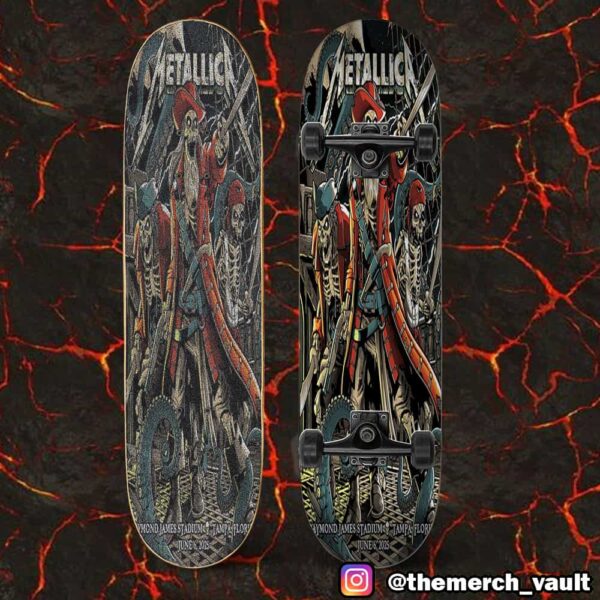 Metallica M72 Tampa Poster Show Design Artwork By Andrew Cremeans June 6 2025 North American Tour At Raymond James Stadium Tampa Florida Skateboard Event Deck