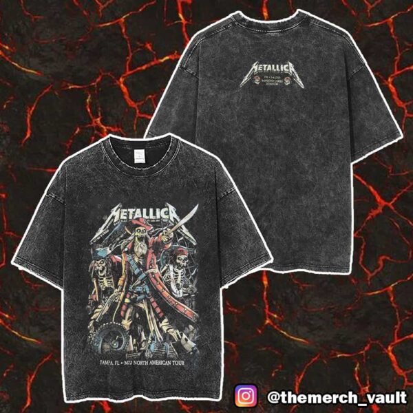 Metallica M72 Tampa Poster Show Design Artwork By Andrew Cremeans June 6 2025 North American Tour At Raymond James Stadium Tampa Florida Two Sides Washed T-Shirt