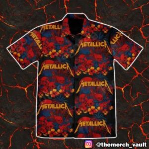 Metallica Sunset Skull Floral Pattern Aloha Hawaiian Shirt And Beach Shorts Summer Sets