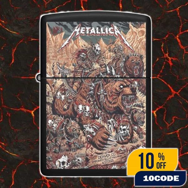 Night 1 Metallica M72 Denver No Repeat Weekend North American Tour June 27 2025 At Empower Field At Mile High Poster Event Artwork By Juan Ma Orozco Lighter Box