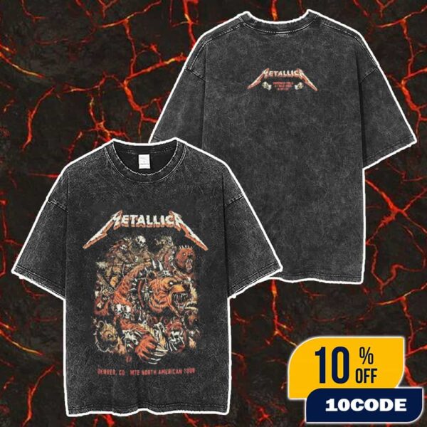 Night 1 Metallica M72 Denver No Repeat Weekend North American Tour June 27 2025 At Empower Field At Mile High Poster Event Tee Artwork By Juan Ma Orozco Washed T-Shirt
