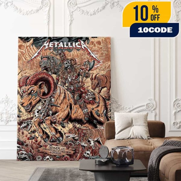 Night 2 Metallica M72 Denver No Repeat Weekend North American Tour June 29 2025 At Empower Field At Mile High Poster Event Artwork By Juan Ma Orozco Poster Canvas Home Decor