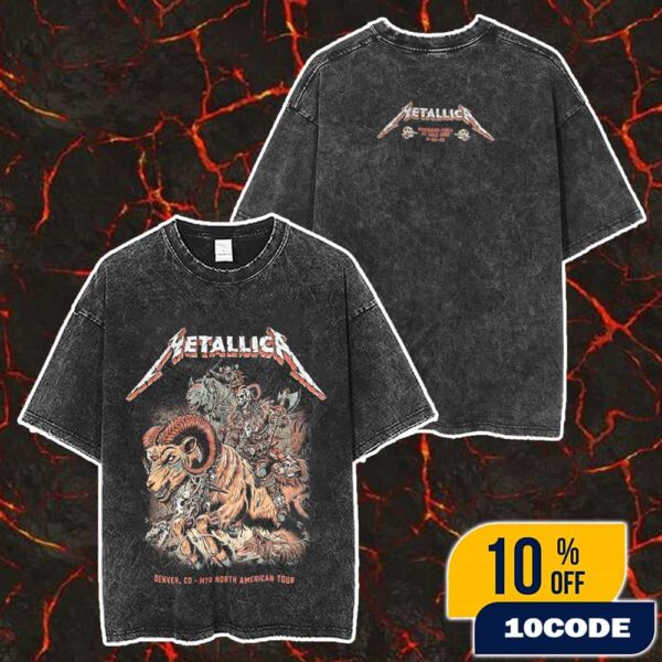Night 2 Metallica M72 Denver No Repeat Weekend North American Tour June 29 2025 At Empower Field At Mile High Poster Event Artwork By Juan Ma Orozco Washed T-Shirt