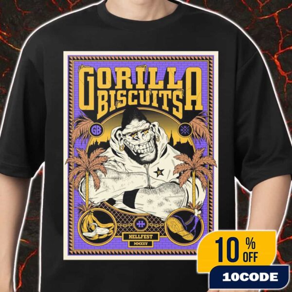 Official Screen Prints Gorilla Biscuits At Hellfest June 19-22 2025 At Clisson France Poster Design Artwork By FREAK CITY Merch Unisex T-Shirt