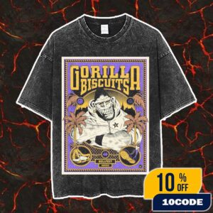 Official Screen Prints Gorilla Biscuits At Hellfest June 19-22 2025 At Clisson France Poster Design Artwork By FREAK CITY Vintage Washed Unisex T-Shirt